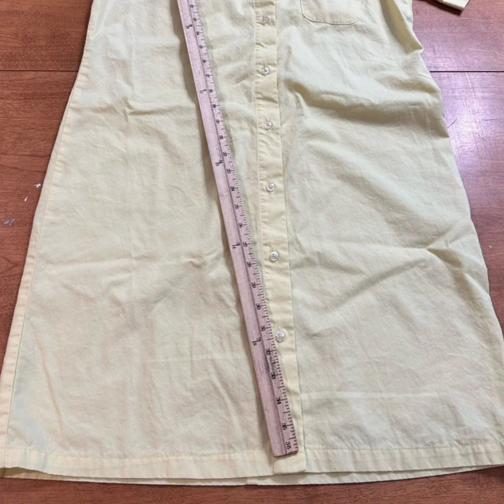 Lands End Button Up Shirt Dress Womens 10 Yellow Short Sleeve Pocket Vintage 90s - Picture 7 of 12